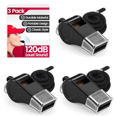 SPORTIC Whistle，3 Pack Durable Plastic Whistles…