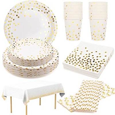 White and Gold Party Set