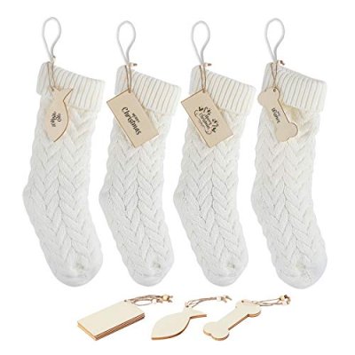 ABSOFINE White Knit Christmas Stockings 4 Pack…