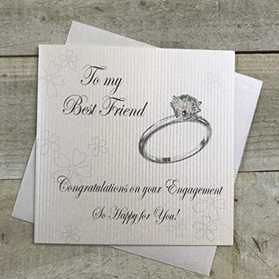 White Cotton Cards Best Friend Engagement Ring Card