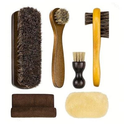 YUET Shoe Brush Set with Horsehair Brush