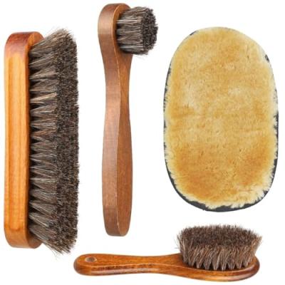 Shoe Brush Set with Horsehair Brushes