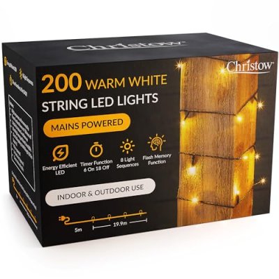 CHRISTOW Christmas Fairy Lights, Warm White LED…