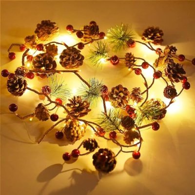 Christmas Pine Cone String Lights,6.5 FT Red…
