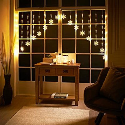 Christmas Workshop Snowflake Curtain Lights