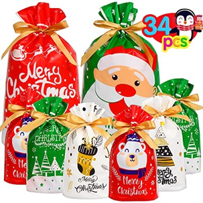 VEYLIN Christmas Drawstring Bags, 34 PCS Xmas…