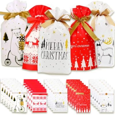 Christmas Drawstring Gift Bags 30 Candy Bag Xmas…
