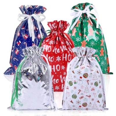 Christmas Drawstring Gift Wrapping Bags: 5pcs 42 …