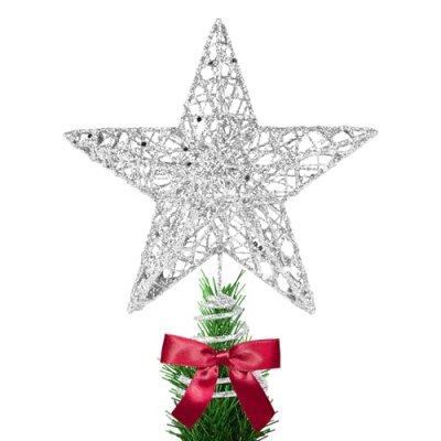 KEYIDO Christmas Tree Topper, Silver 3D Hollow…