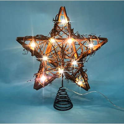 LAWOHO Christmas Tree Topper Star Rustic Rattan…