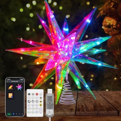 Christmas Star Tree Topper, 13.8" Xmas Smart Tree…
