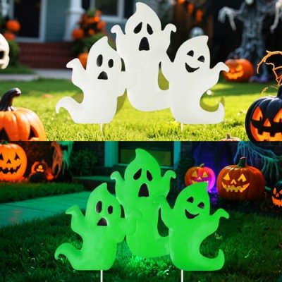YiYa Halloween Scary Yard Sign Metal Ghost Yard…