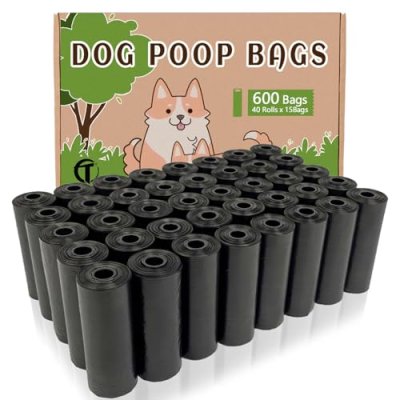 AiTodos® 600 Dog Poo Bags, Black, 31 x 22 cm, Poo…
