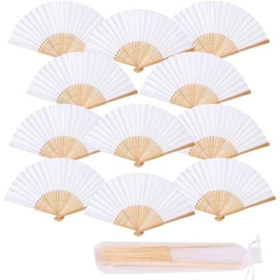 iZoeL 12 Wedding Fan + Organza Bags, Folding Hand…