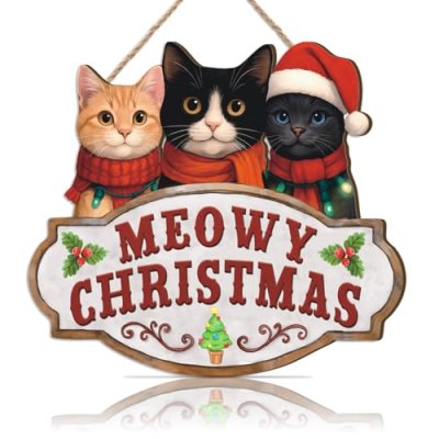 TOARTi Cute Cats Christmas Wood Signs,Meowy…