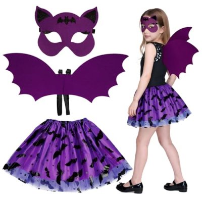 Gibocot 3 Piece Girls Purple Bat Wings Costume…