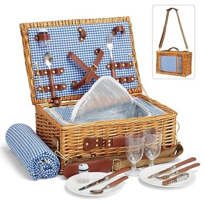 DHAEE Wicker Picnic Basket Set for 2