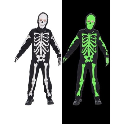 Kids Skeleton Costume, 3 Pcs Glow in the Dark…