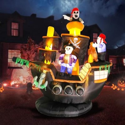 Vigdur Halloween Inflatables Pirate Ship - Giant…