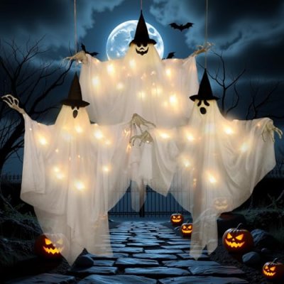 SUNBEAUTY Light-Up Hanging Ghosts
