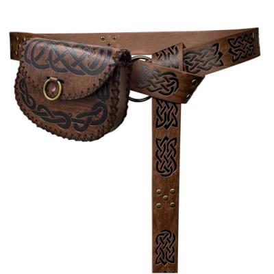 HiiFeuer Medieval Belt with Viking Bag Set