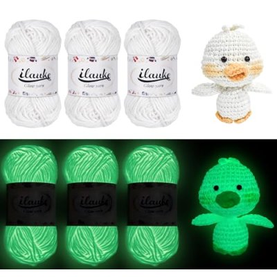 ilauke Luminous Glow in The Dark Yarn 3x50g,…