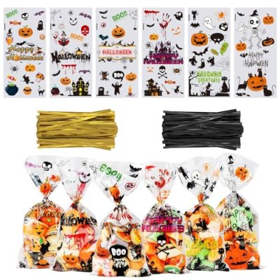 OWill 120 Pcs Halloween Sweet Bags,Treat Gift…