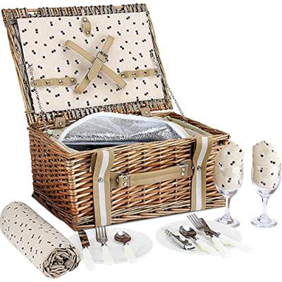 G GOOD GAIN Willow Picnic Basket Set