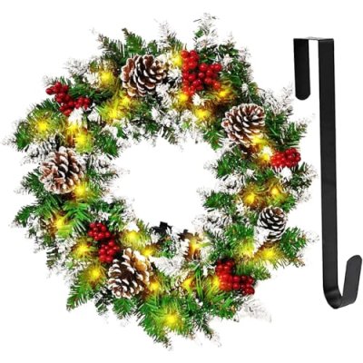 Milukon Christmas Wreath for Front Door, 45cm Pre…