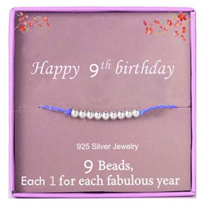 Silver Beads Bracelet Birthday Gift for 9-Year-Old