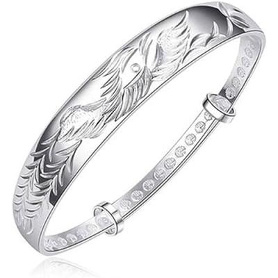 QYAQ Silver Phoenix Bangle Bracelet