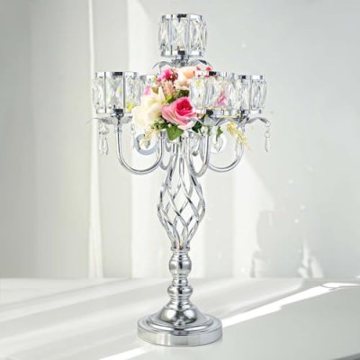 Silver Crystal Candelabrum