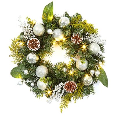 LinTimes 18 In Pre-Lit Christmas Wreath for Front…