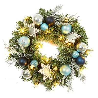 LinTimes 18 In Pre-lit Christmas Wreath for Front…