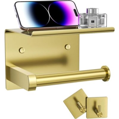 Tindbea Toilet Roll Holder with Phone Shelf