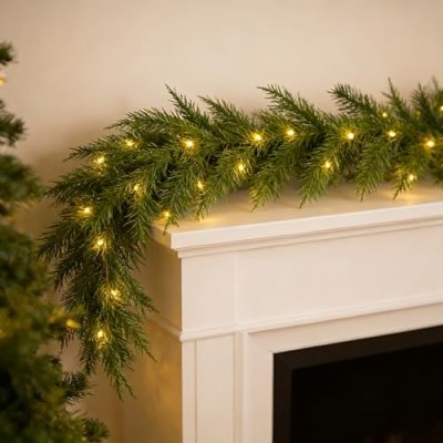 Pine Christmas Garland with Lights