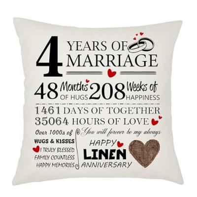 Linen Anniversary Cushion Cover