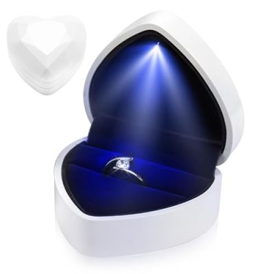 Ring Box with Light Heart Shaped Velvet Ring Box…