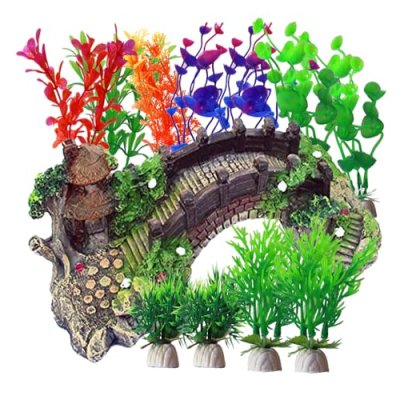 Kingrun Aquarium Ornament Plants with Resin Arch…