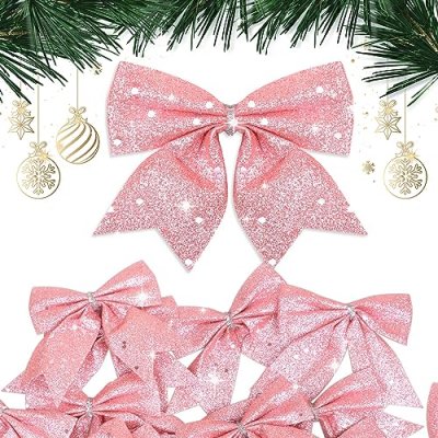 Pink Glitter Christmas Bows