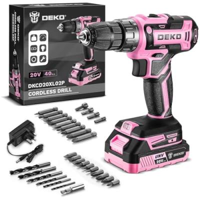DEKOPRO Pink Cordless Drill Set