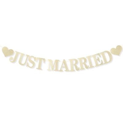 Tinoaly Just Married Banner, Pre-Strung Garland…