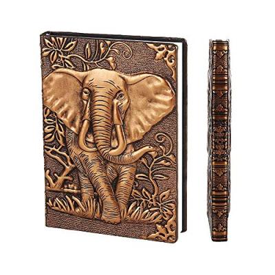 YHH Vintage Leather Travel Journal with Elephant Design