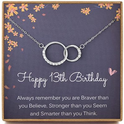 MADAOGO Girls' 13th Birthday Silver Necklace