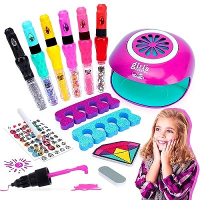 Girls Nail Art Kit with Makeup Studio