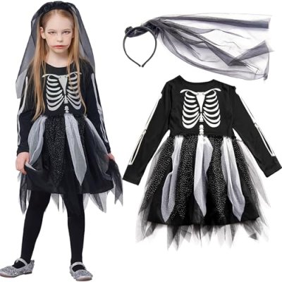 IKALI Girls' Skeleton Costume