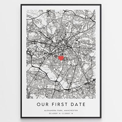 First Date Map Print - Anniversary Gift
