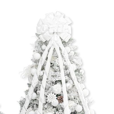 Hismir Large White Christmas Tree Topper Bow,…