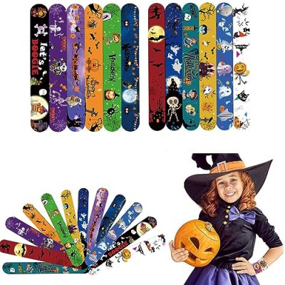 Aisszhao 24 Pcs Halloween Slap Bands for Kids…