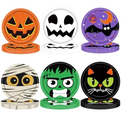 Aisszhao 60P Halloween Paper Plates 7inch Paper…